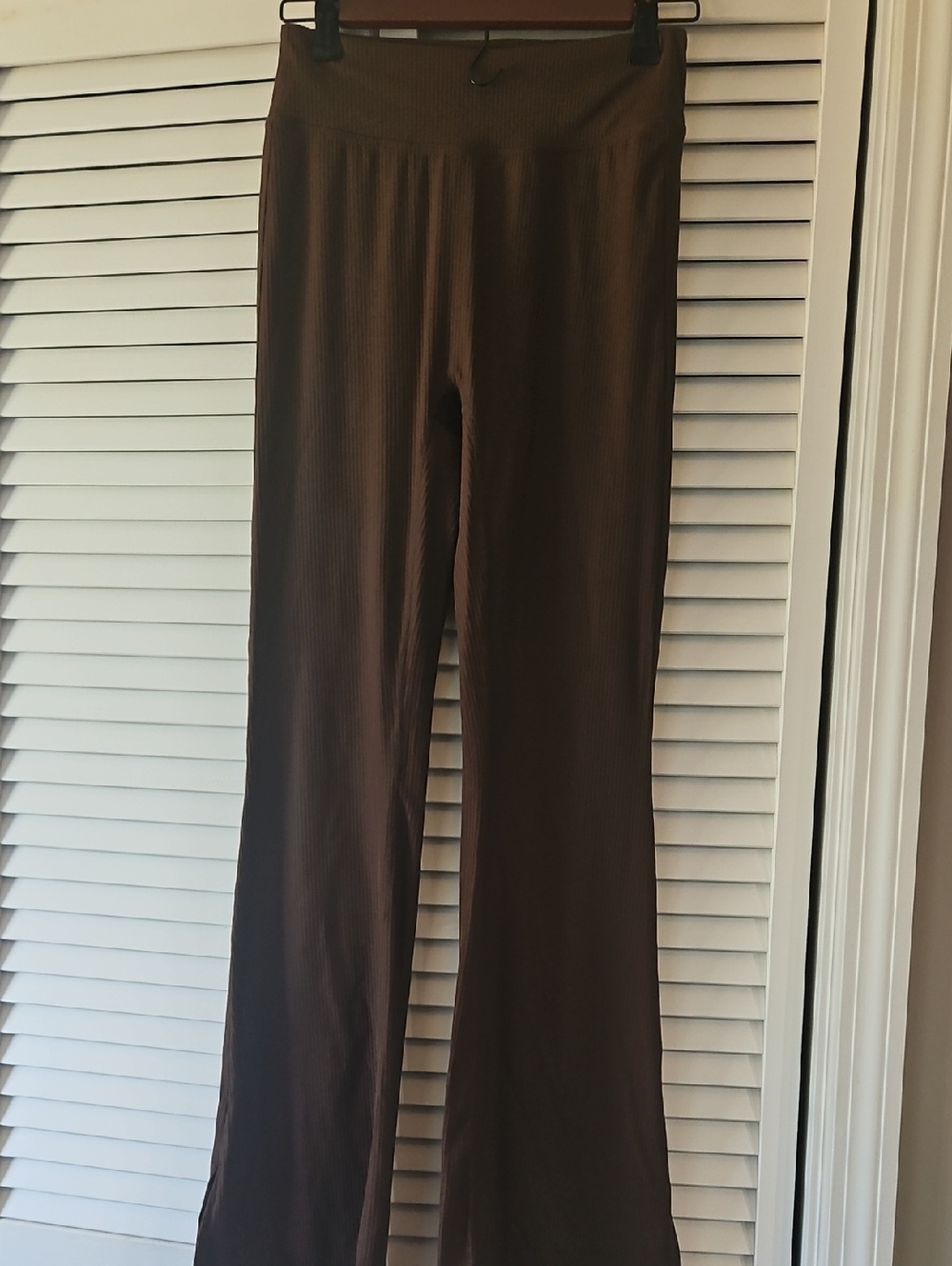 Women’s Brown Ribbed Wide-Leg Pants